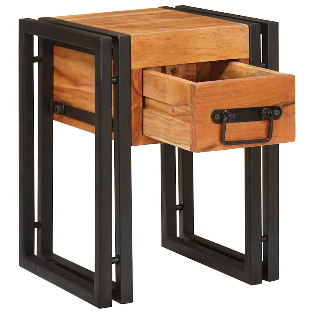 Tavolino con cassetto 30 x 30 x 40 cm Legno di Acacia Massello