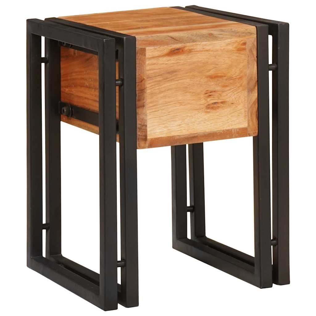 Tavolino con cassetto 30 x 30 x 40 cm Legno di Acacia Massello