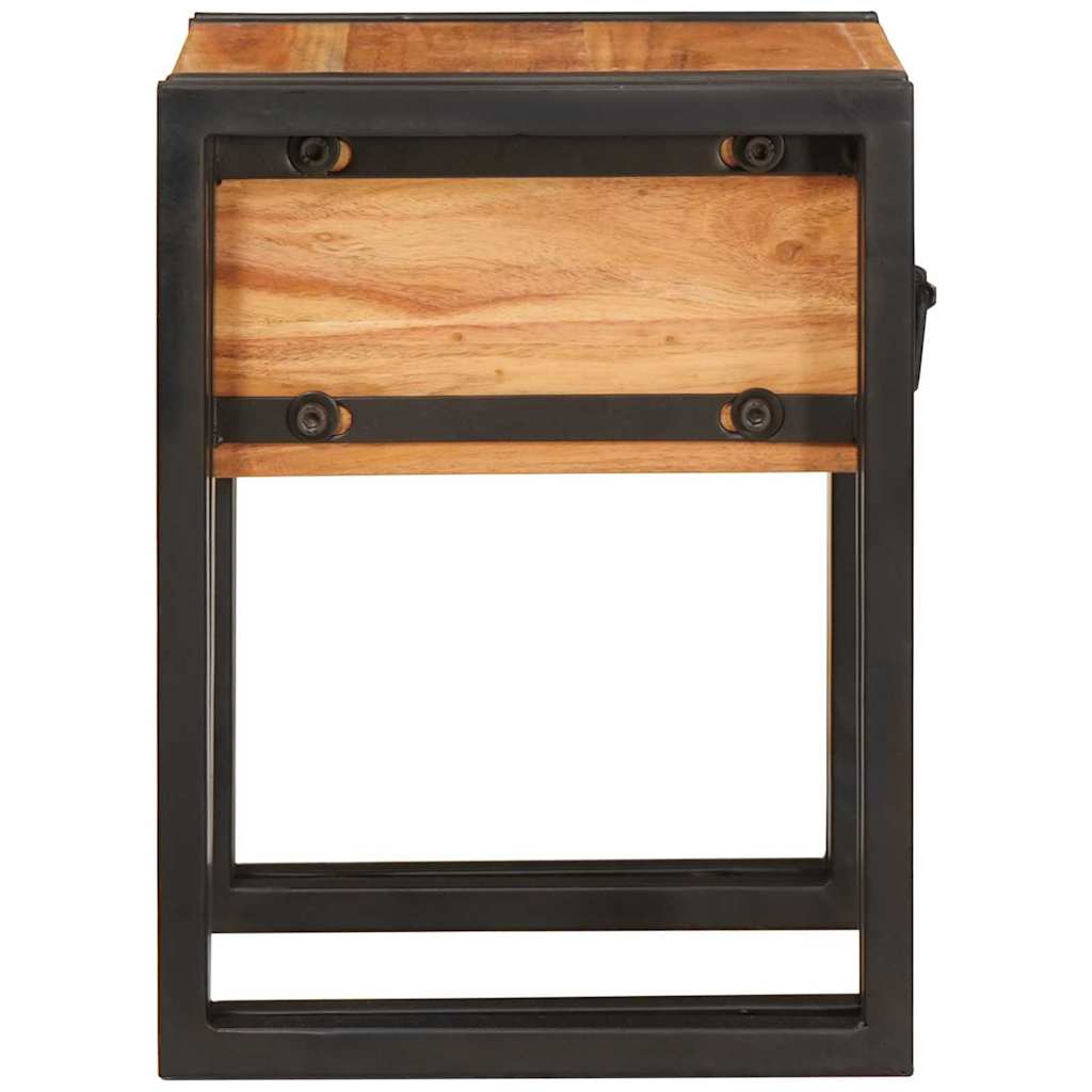 Tavolino con cassetto 30 x 30 x 40 cm Legno di Acacia Massello
