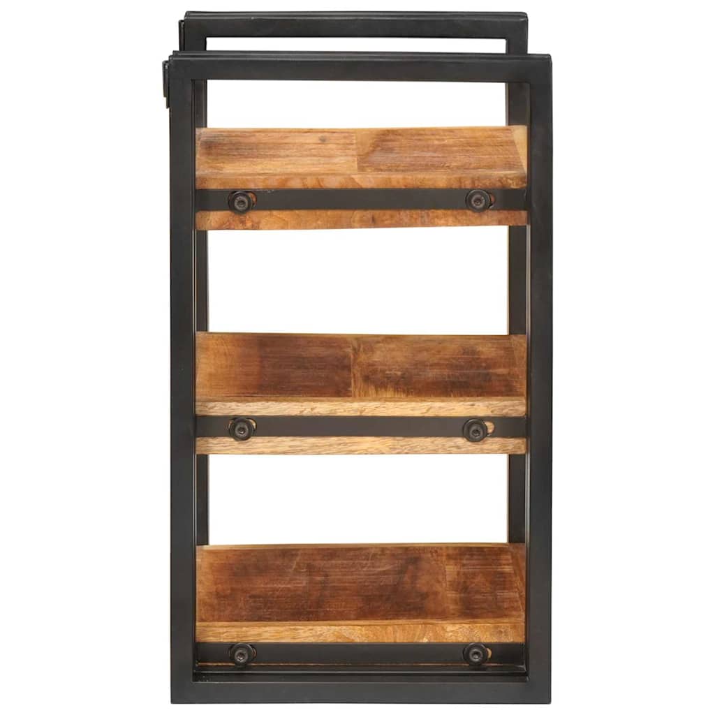 Comodino 2 pcs Marrone e Nero Legno di mango massello