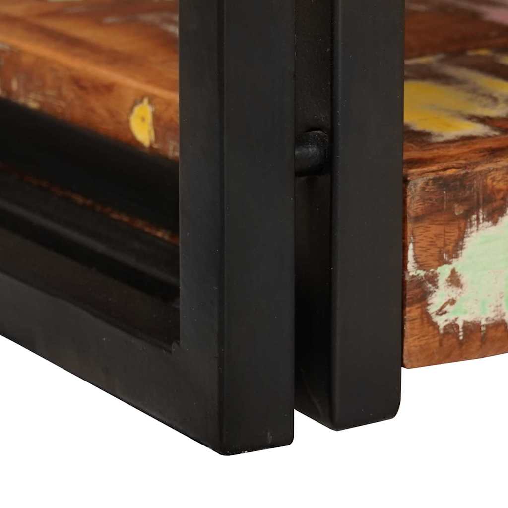 Comodino Marrone e Nero Legno massello di recupero