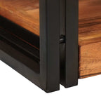 Comodino Marrone e Nero Legno Massello di Acacia