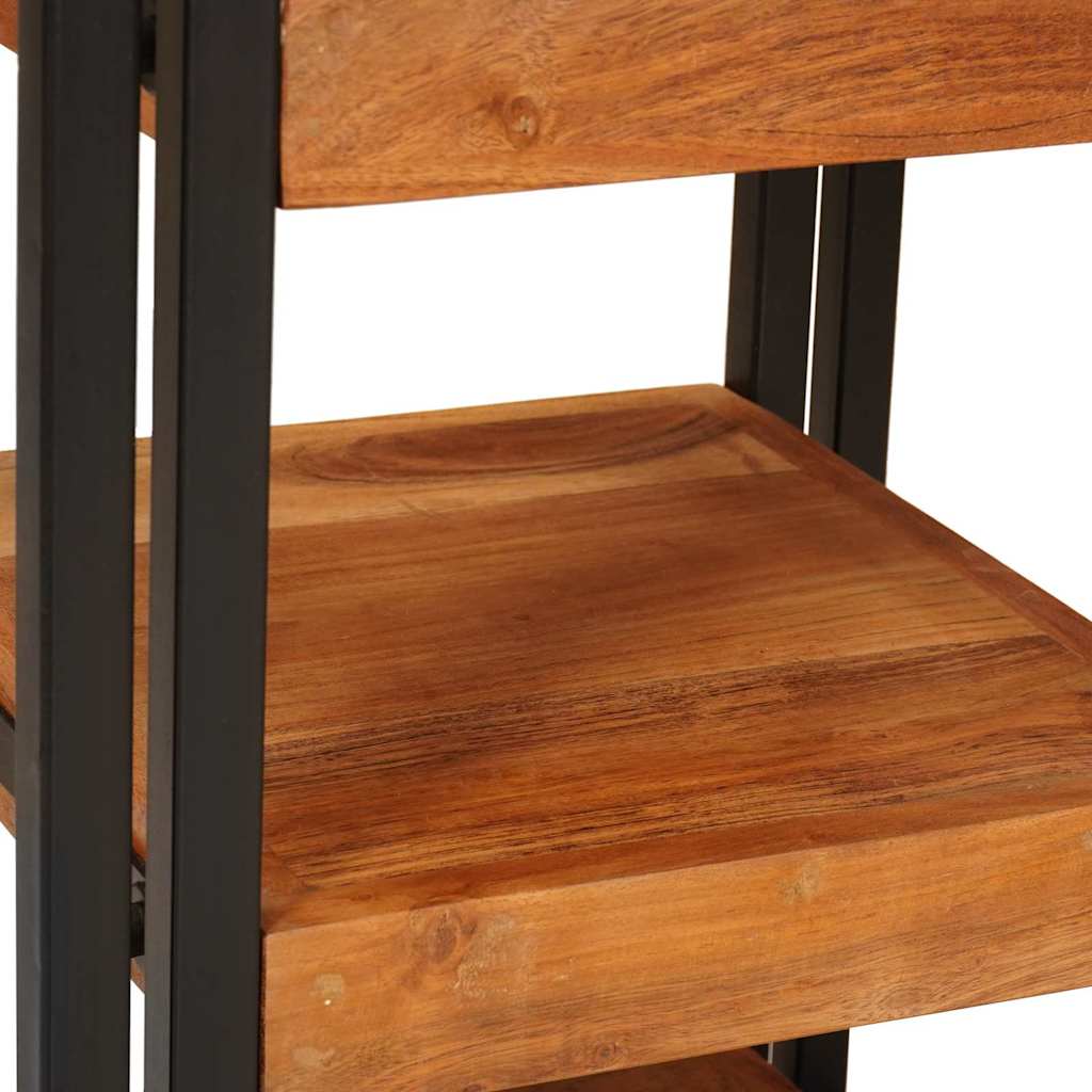Comodino Marrone e Nero Legno Massello di Acacia