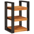 Comodino Marrone e Nero Legno Massello di Acacia