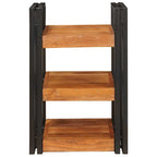Comodino Marrone e Nero Legno Massello di Acacia