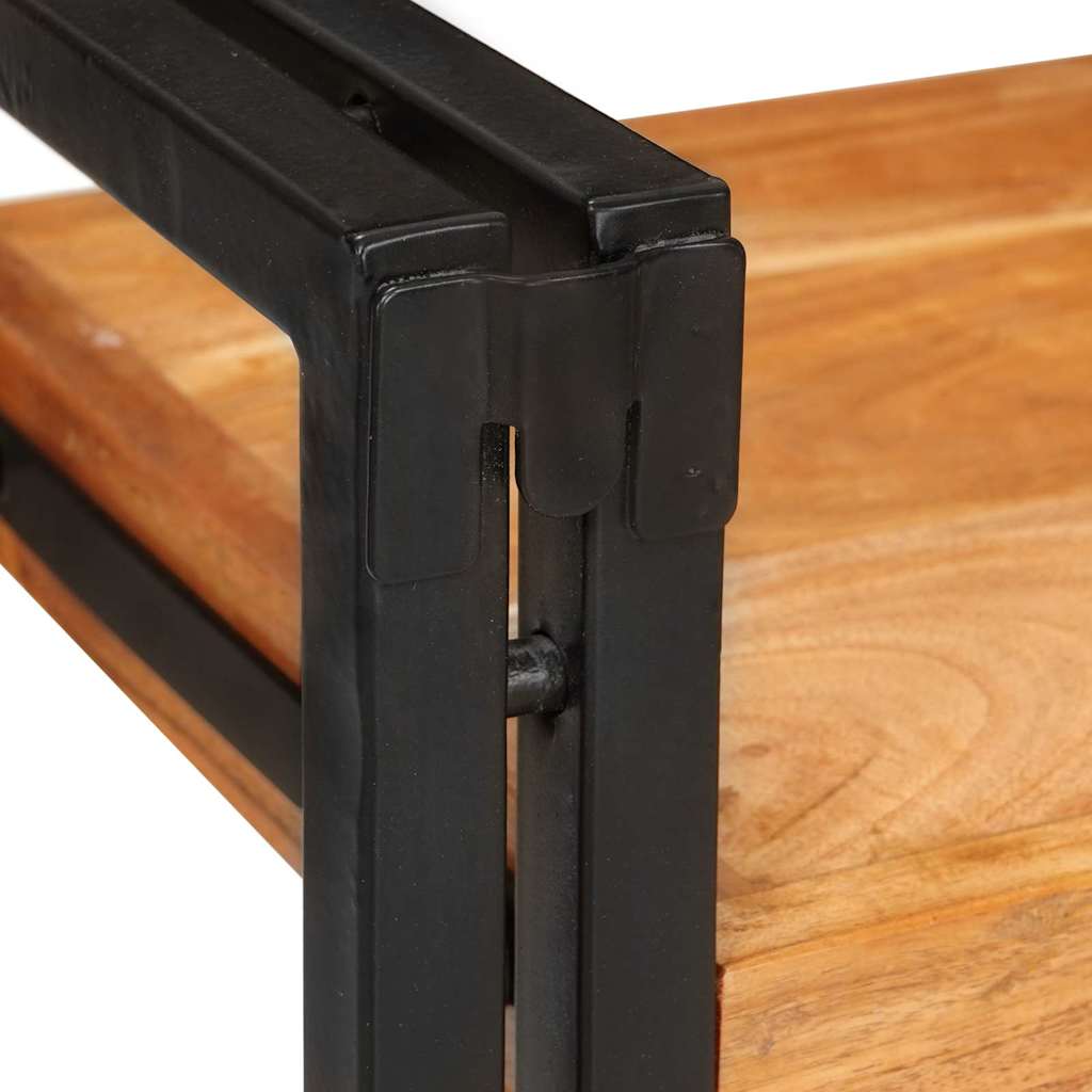 Comodino 2 pcs Marrone e Nero Legno Massello di Acacia