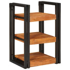 Comodino 2 pcs Marrone e Nero Legno Massello di Acacia