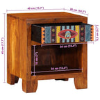Comodino 40x35x45 cm in Legno Massello di Acacia