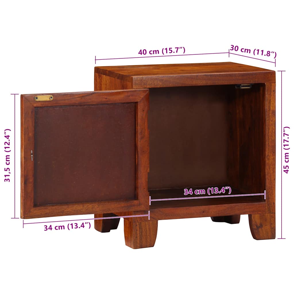 Comodini 2 pz 40x30x45 cm in Legno Massello di Acacia