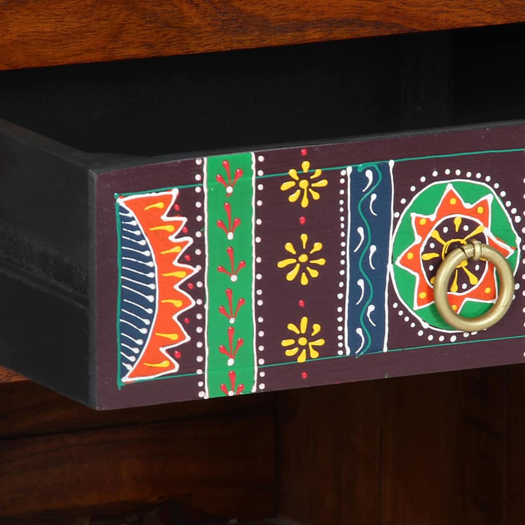 Tavolino Floreale con cassetto Marrone 40 x 35 x 75 cm
