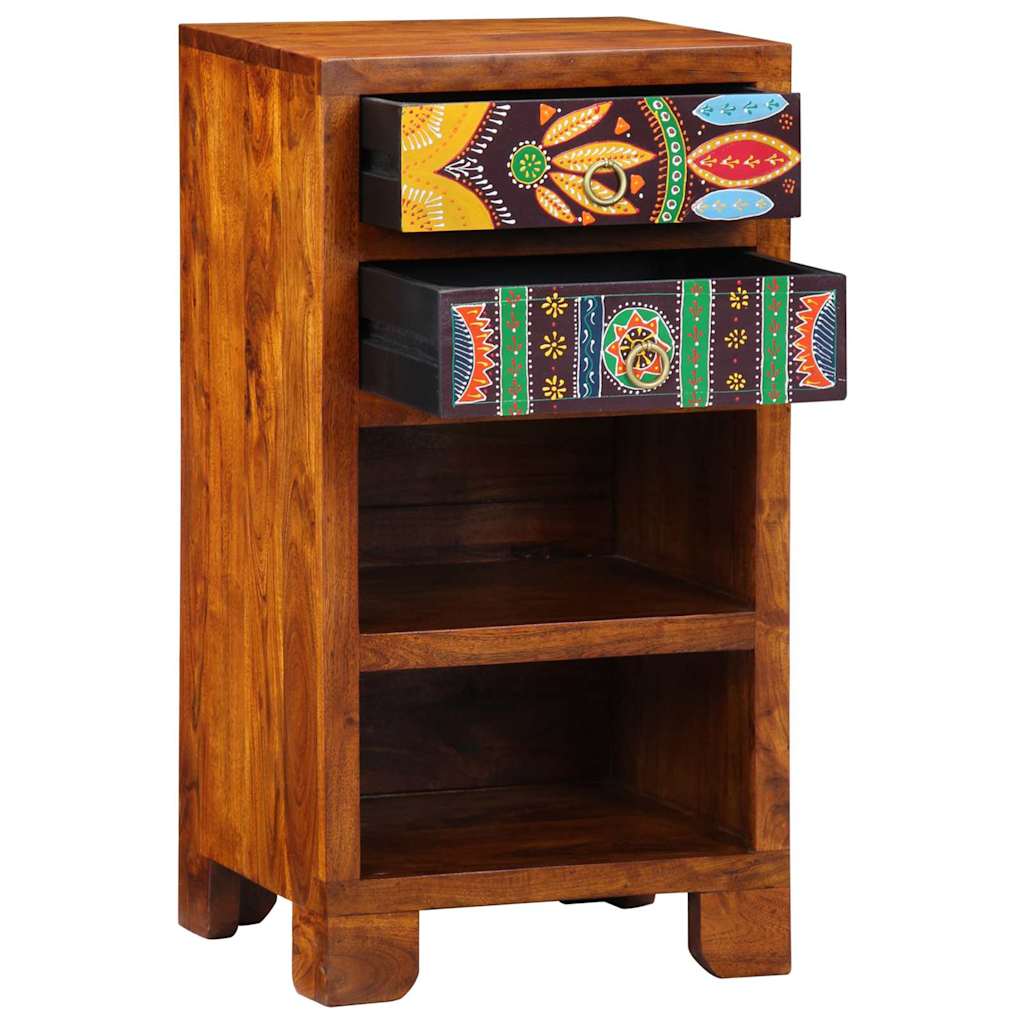 Tavolino Floreale con cassetto Marrone 40 x 35 x 75 cm