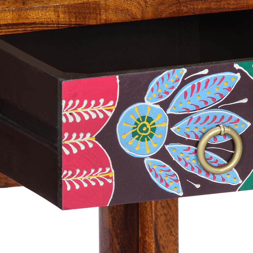 Tavolino Floreale con cassetto Marrone 35 x 35 x 75 cm