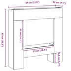 Cornice per Camino Nera 81x18x82 cm in Truciolato