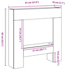 Cornice per Camino Rovere Fumo 81x18x82 cm in Truciolato