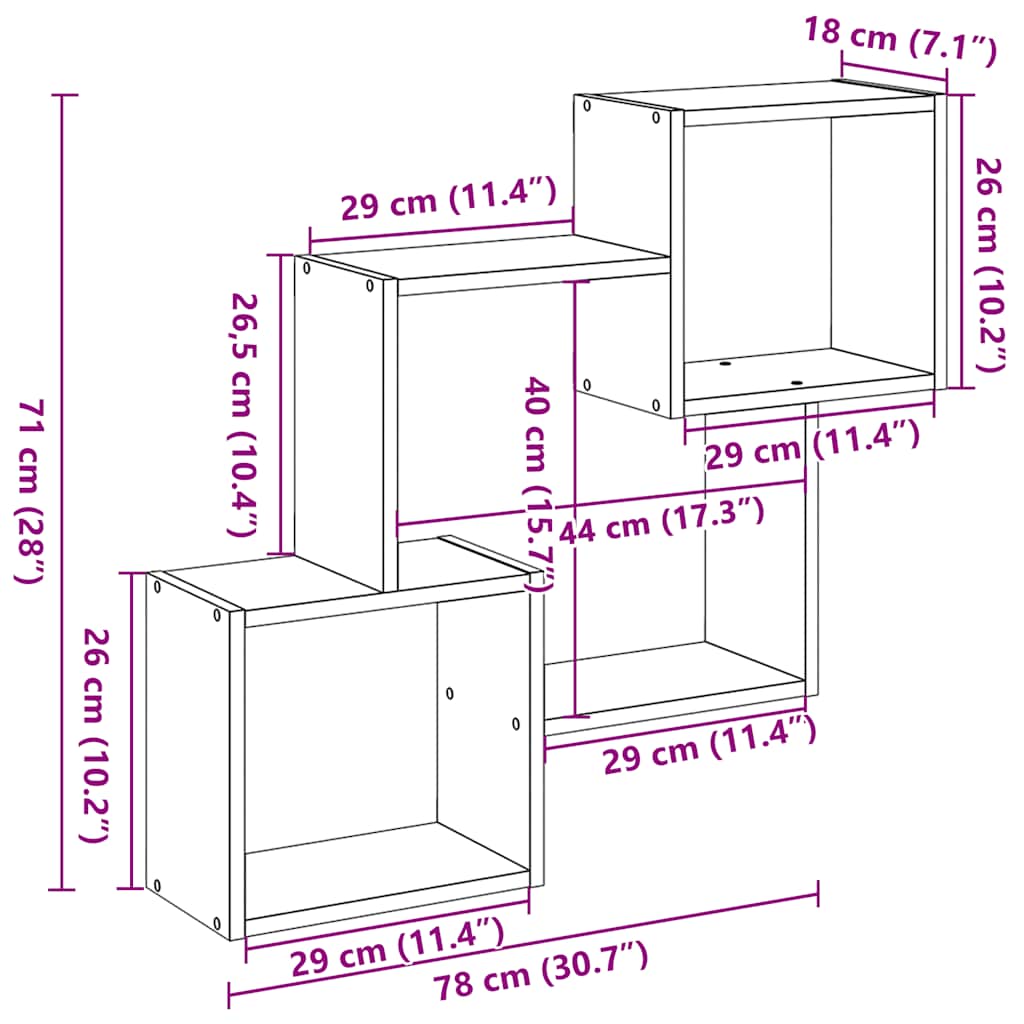 Mobile a Parete 78x18x71 cm Bianco in Legno Multistrato