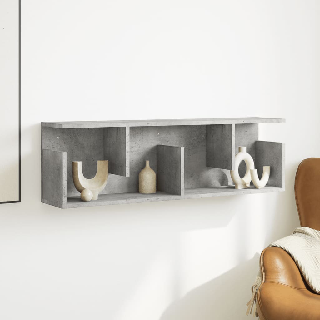 Mobile a Parete 100x20x30cm Grigio Cemento in Legno Multistrato