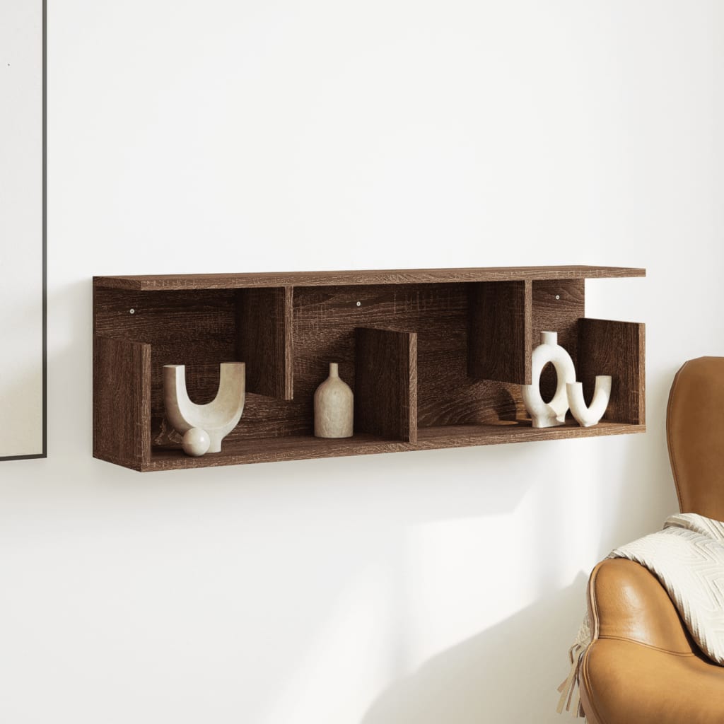 Mobile a Parete 100x20x30cm Rovere Marrone in Legno Multistrato