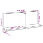 Mobile a Parete 70x16,5x30 cm Nero in Legno Multistrato