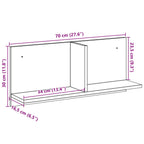 Mobile a Parete 70x16,5x30 cm Rovere Marrone Legno Multistrato