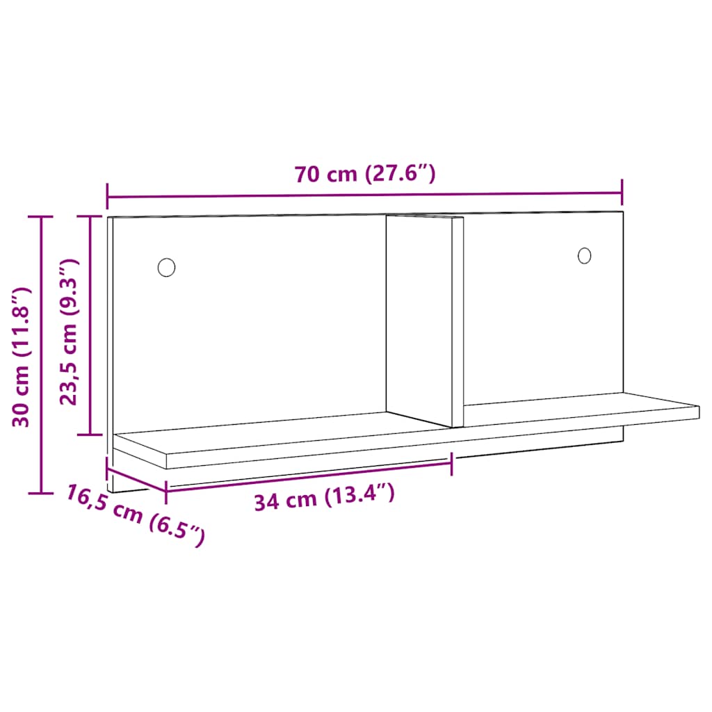 Mobile a Parete 70x16,5x30 cm Artigianale in Legno Multistrato