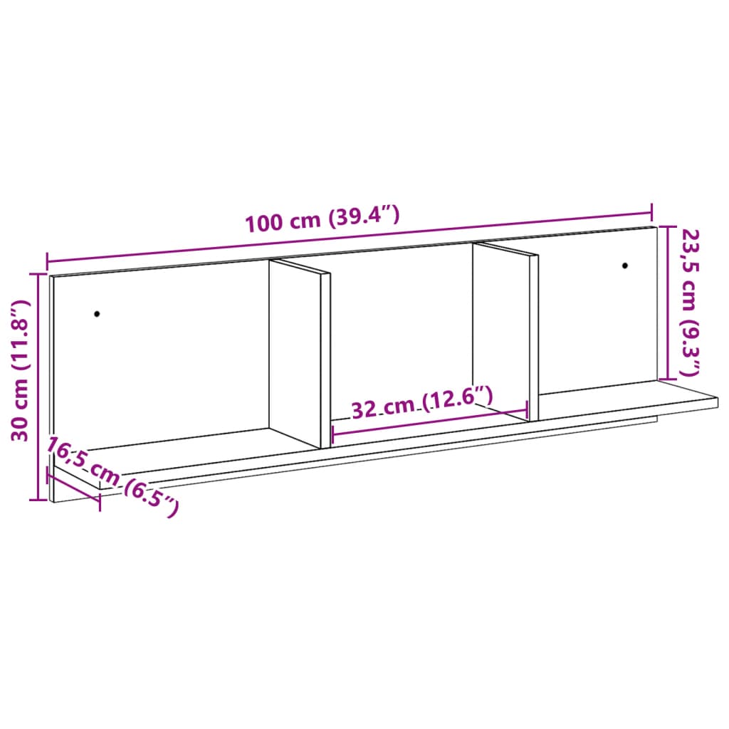 Mobile a Parete 100x16,5x30 cm Rovere Sonoma in Truciolato