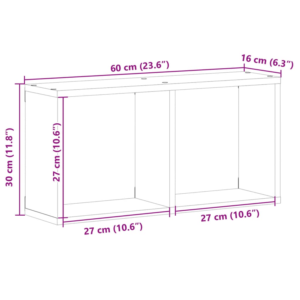 Mobile a Parete 60x16x30 cm Bianco in Legno Multistrato