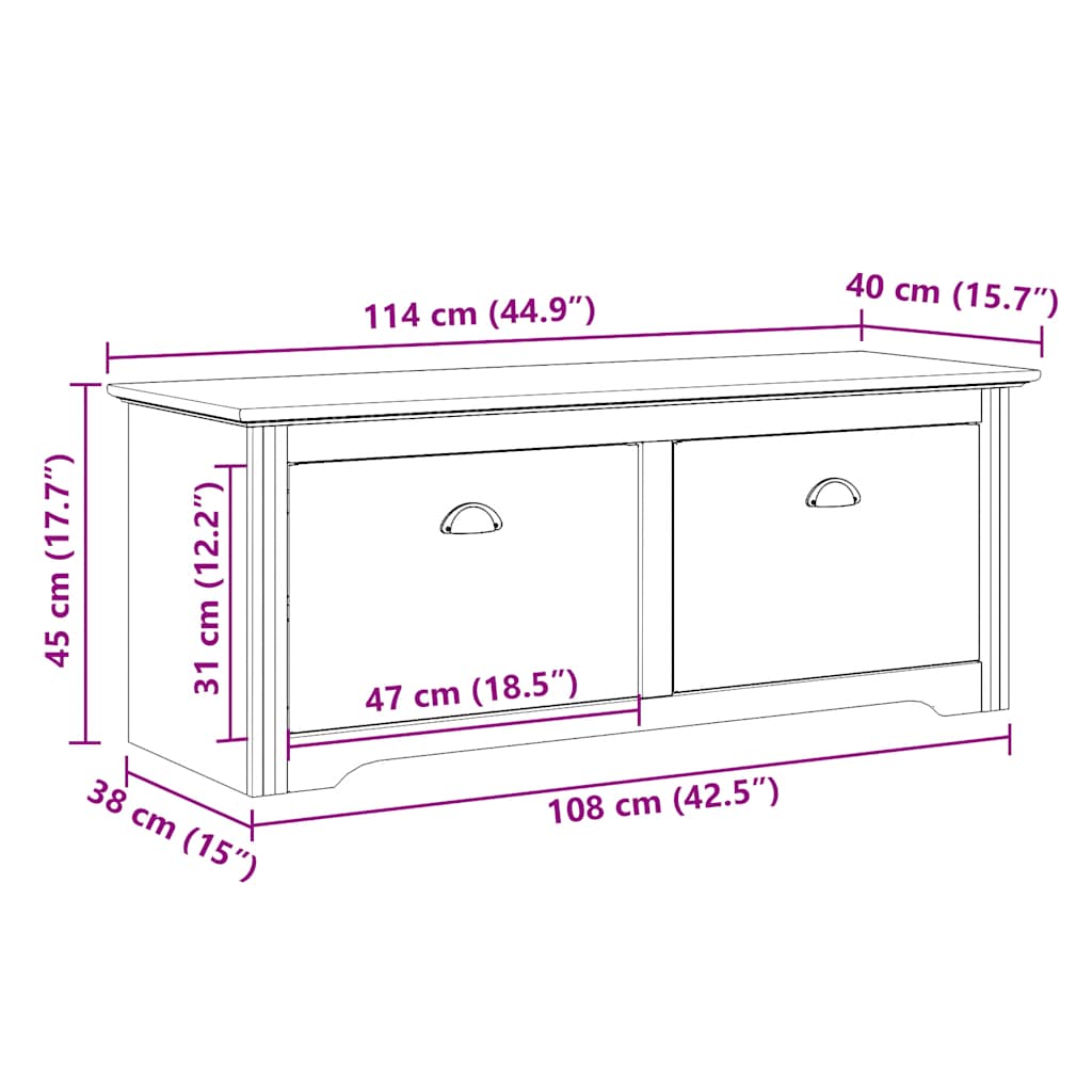 Panca da Ingresso BODO Bianca 114x40x45 cm
