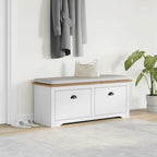 Panca da Ingresso BODO Bianca e Marrone 114x40x45 cm