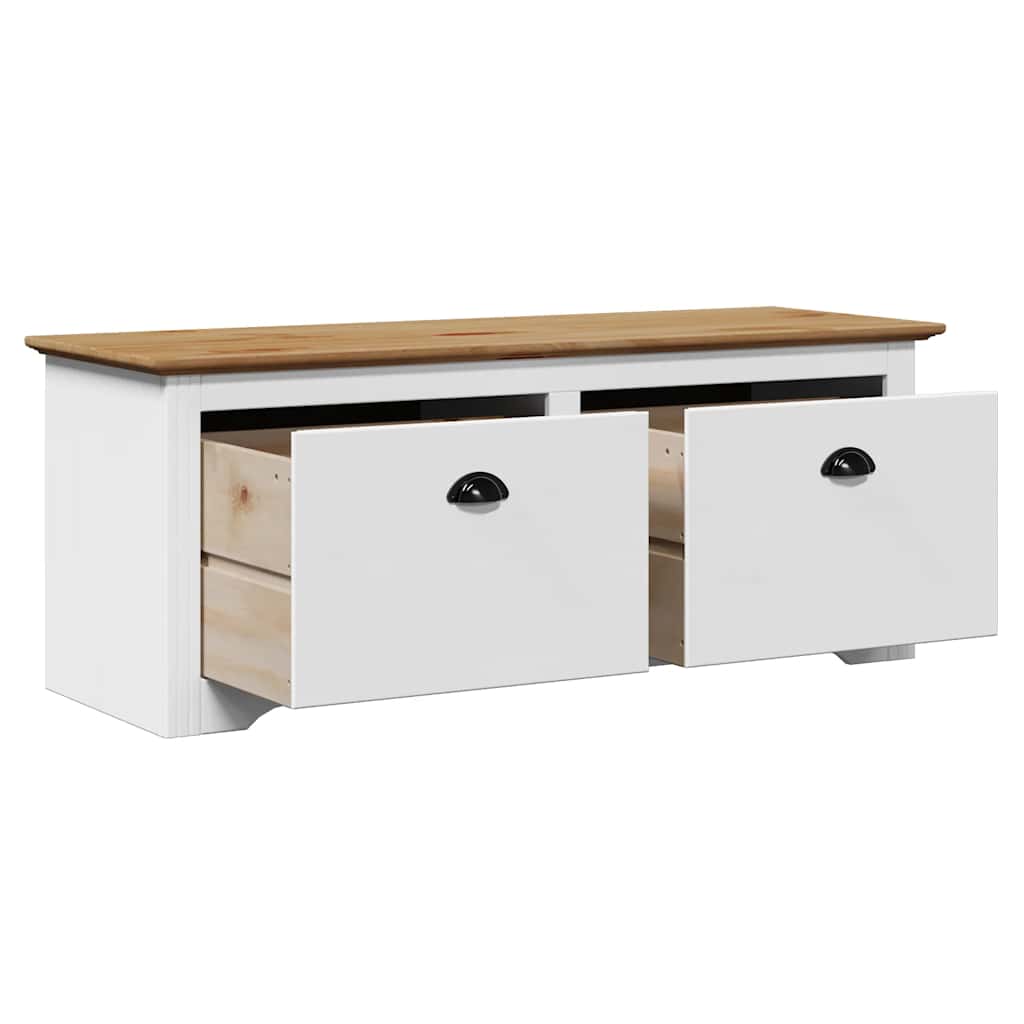 Panca da Ingresso BODO Bianca e Marrone 114x40x45 cm