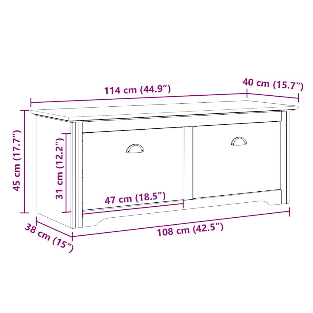 Panca da Ingresso BODO Grigia 114x40x45 cm