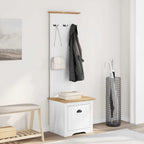 Mobile da Ingresso con Ganci BODO Bianco e Marrone 50x40x157 cm