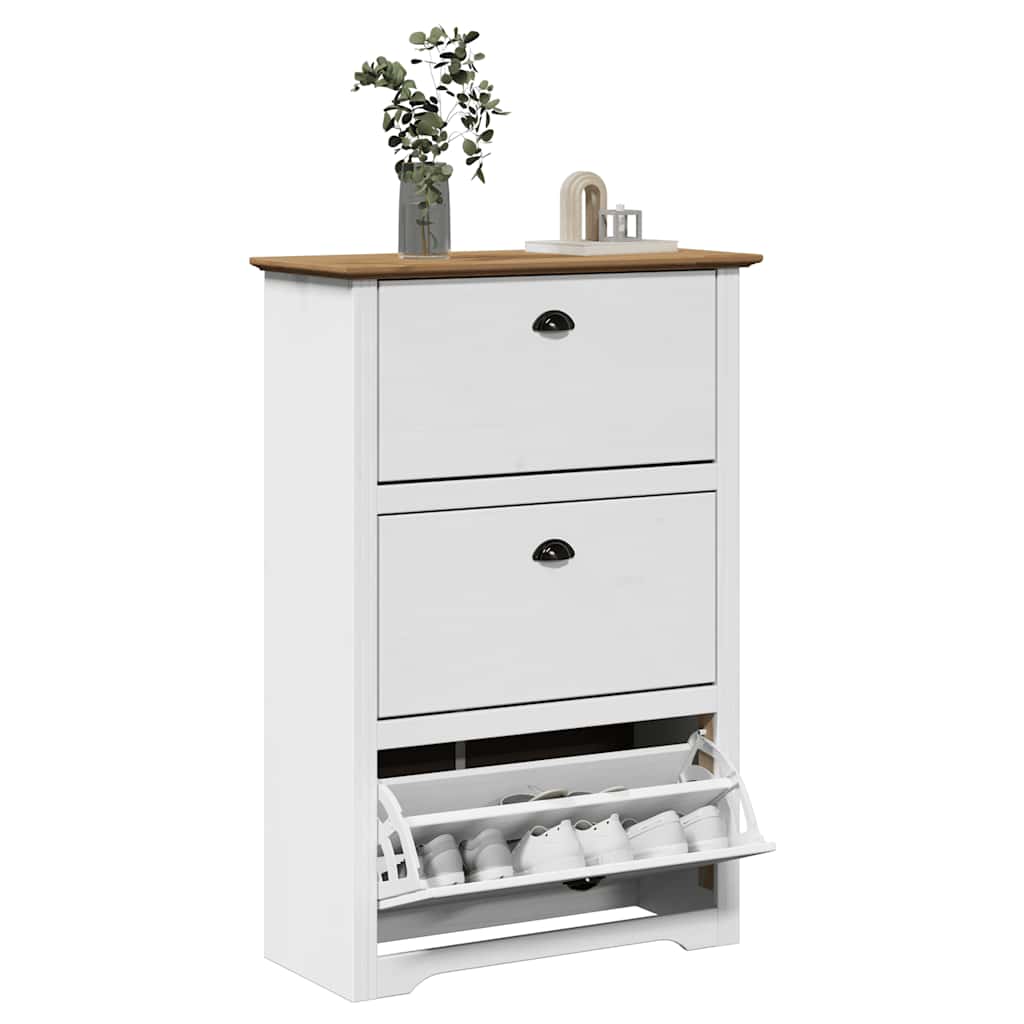 Scarpiera BODO Bianca e Marrone 80x35x118 cm