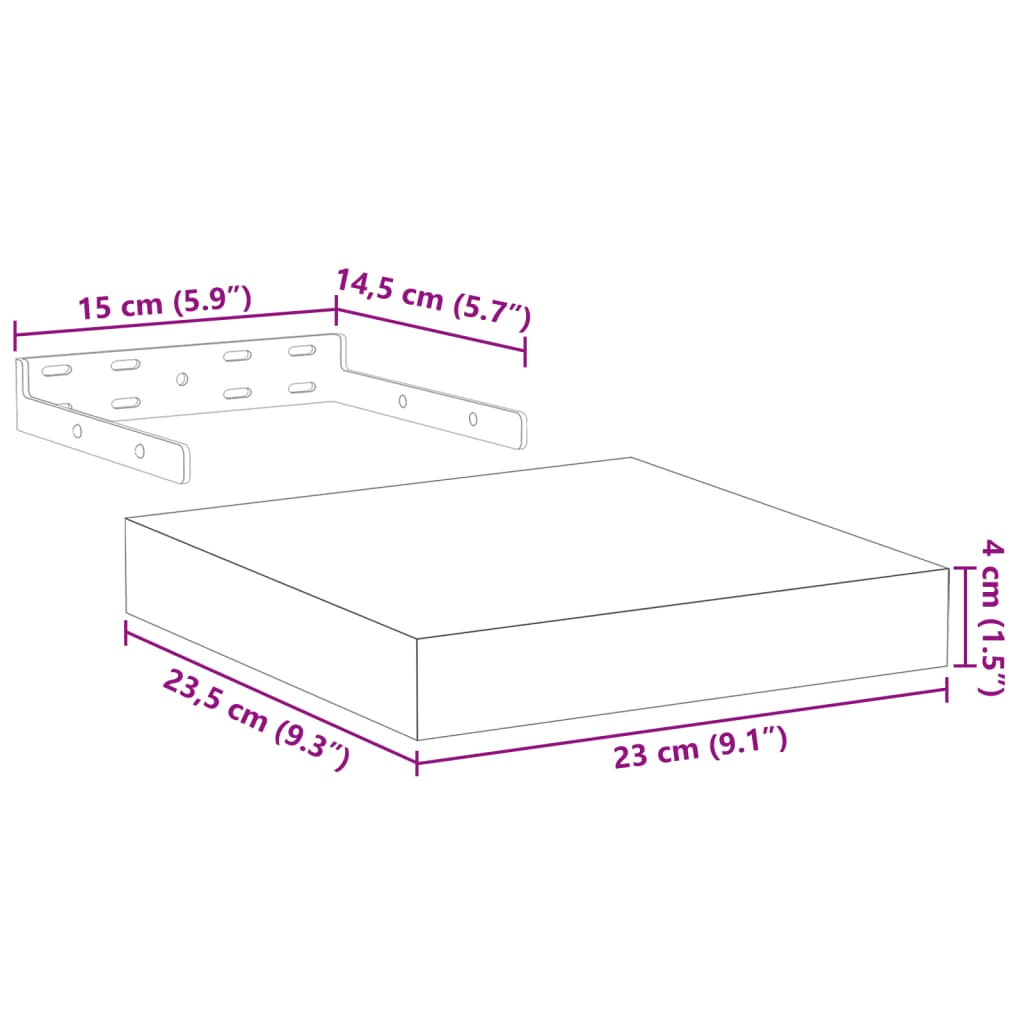 Mensola Pensile 23x23,5x4 cm in Truciolato
