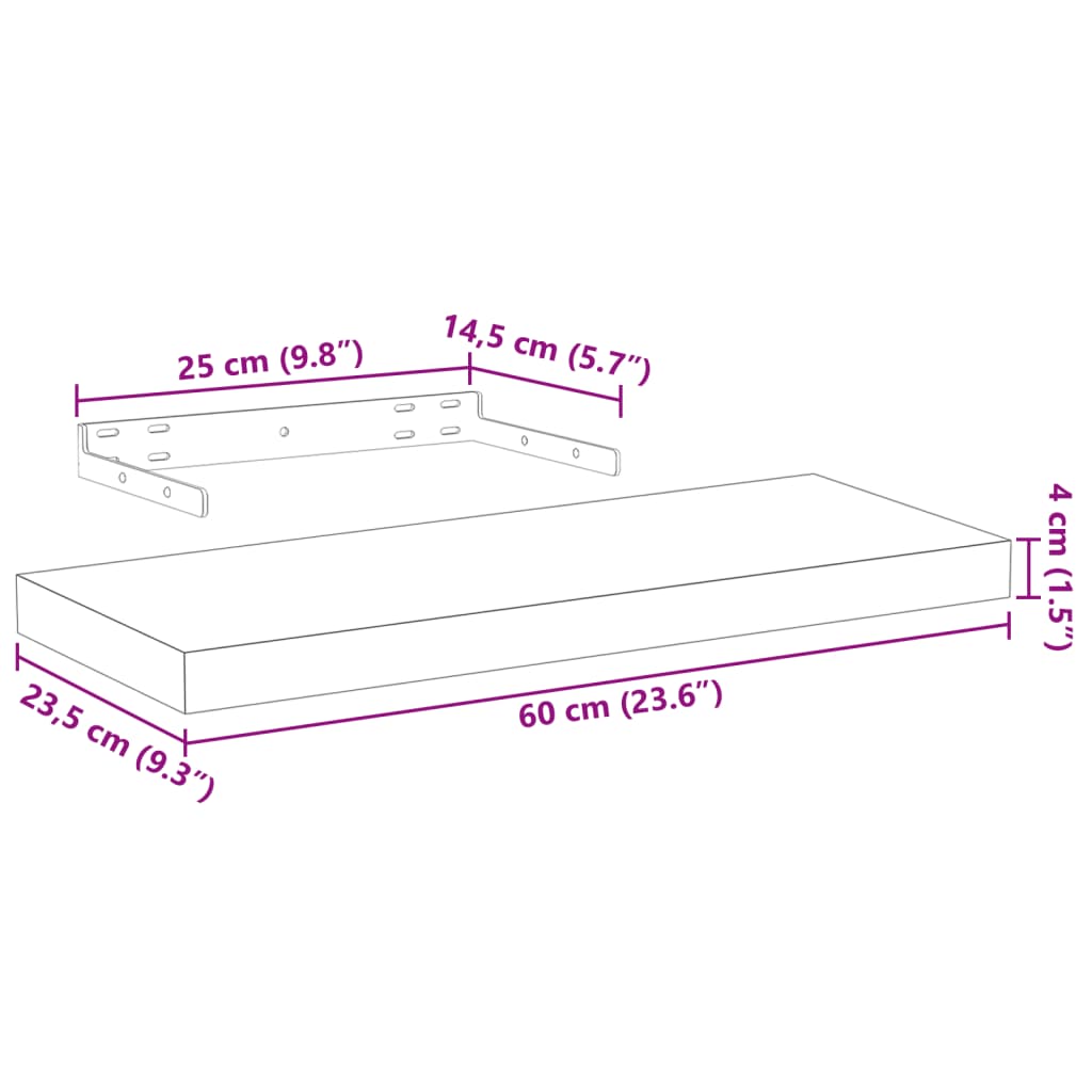 Mensole Pensili 4 pz 60x23,5x4 cm in Truciolato