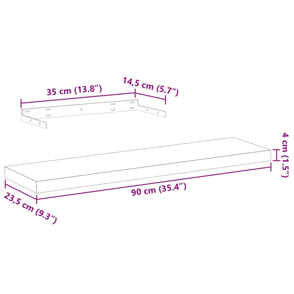 Mensola Pensile 90x23,5x4 cm in Truciolato