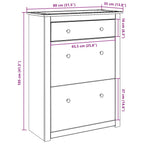 Scarpiera PANAMA 80x35x105 cm Legno Massello di Pino