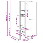 Armadietto da Farmacia Legno Vecchio 30x41x77,5cm in Truciolato