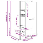 Armadietto da Farmacia Rovere 30x41x77,5 cm in Truciolato