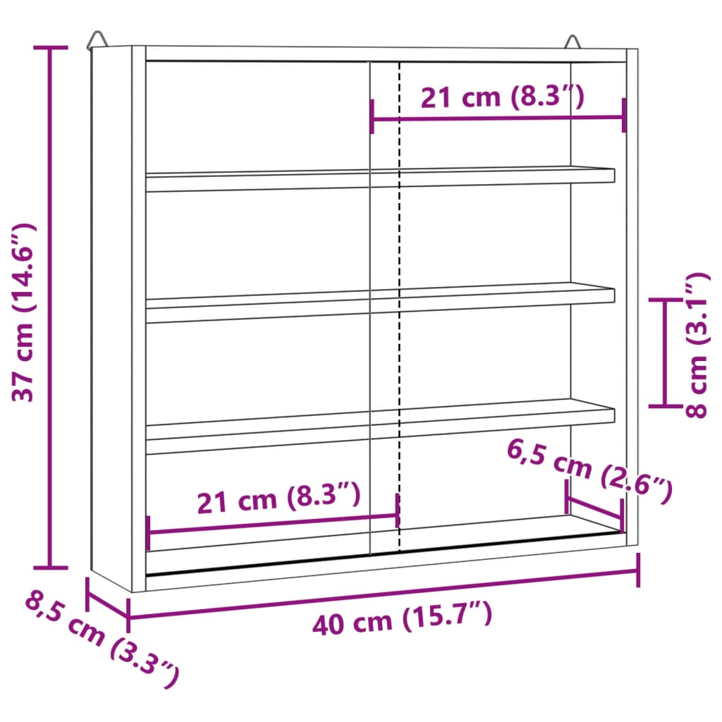Teca da Collezione in Legno con Porte 40x8,5x37 cm