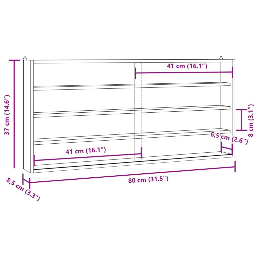 Vetrina da collezione in legno con ante 80x8,5x37cm