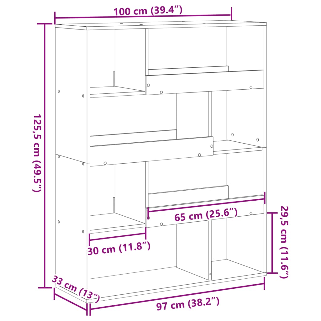 Libreria Grigio Sonoma 100x33x125,5 cm in Legno Multistrato