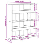 Libreria Grigio Cemento 100x33x125,5 cm in Legno Multistrato