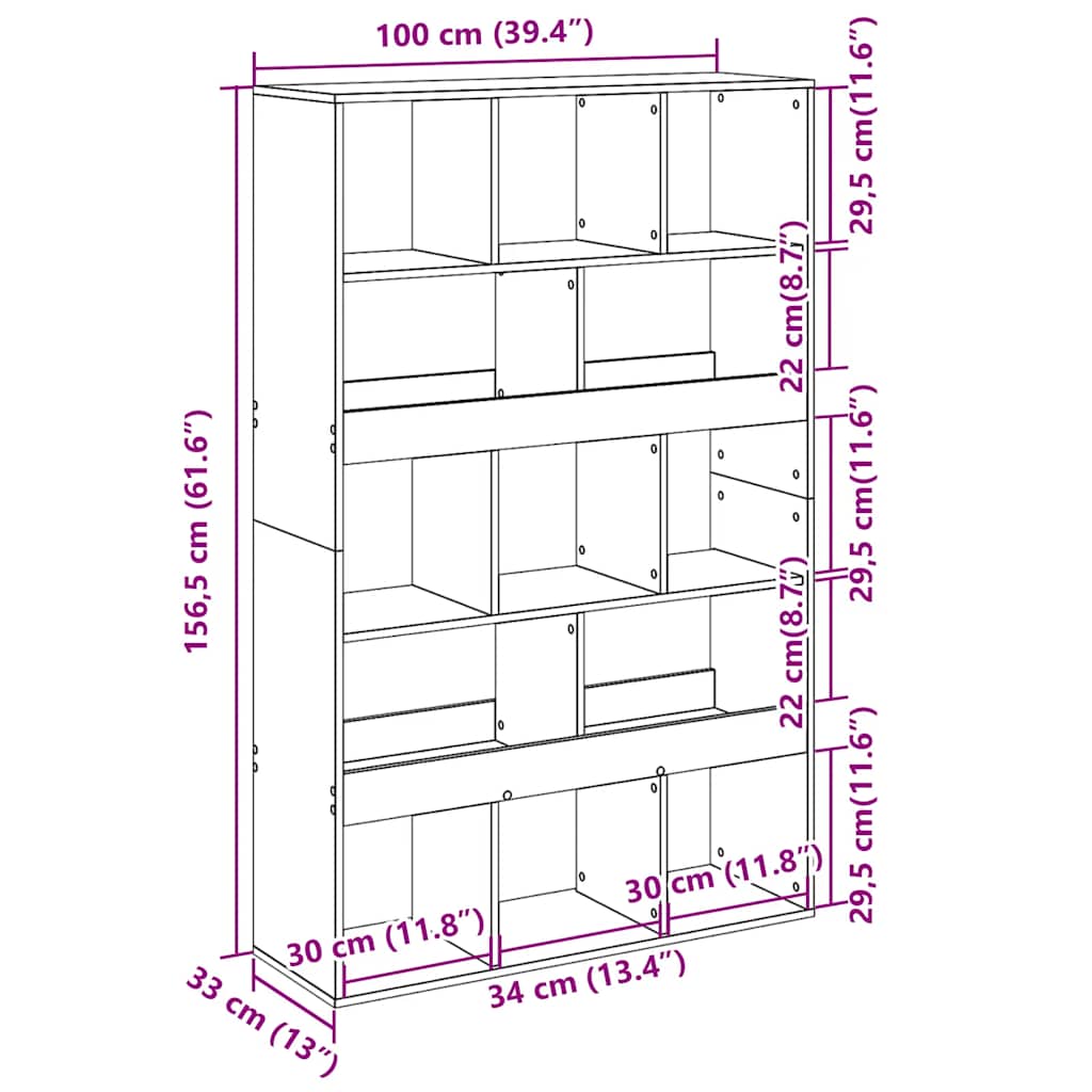 Libreria Nera 100x33x156,5 cm in Truciolato