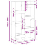 Libreria Grigio Sonoma 100x33x175 cm in Legno Multistrato