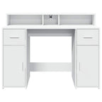 Scrivania con Luci LED Bianca 120x55x91 cm in Truciolato