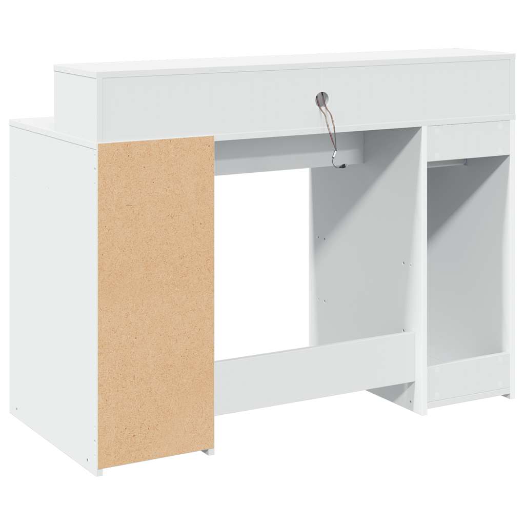 Scrivania con Luci LED Bianca 120x55x91 cm in Truciolato