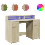 Scrivania con Luci LED Rovere Sonoma 120x55x91cm in Multistrato