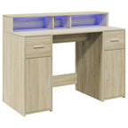 Scrivania con Luci LED Rovere Sonoma 120x55x91cm in Multistrato