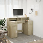 Scrivania con Luci LED Rovere Sonoma 120x55x91cm in Multistrato