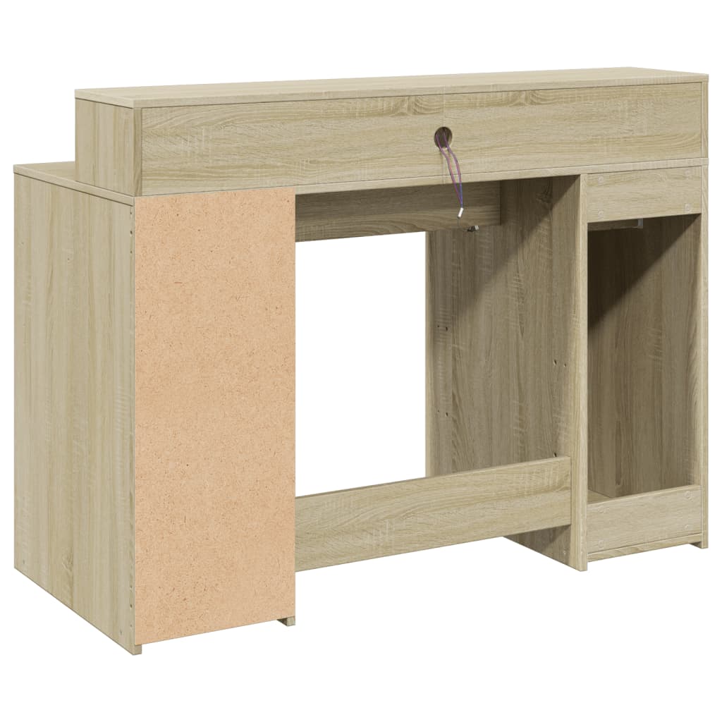 Scrivania con Luci LED Rovere Sonoma 120x55x91cm in Multistrato